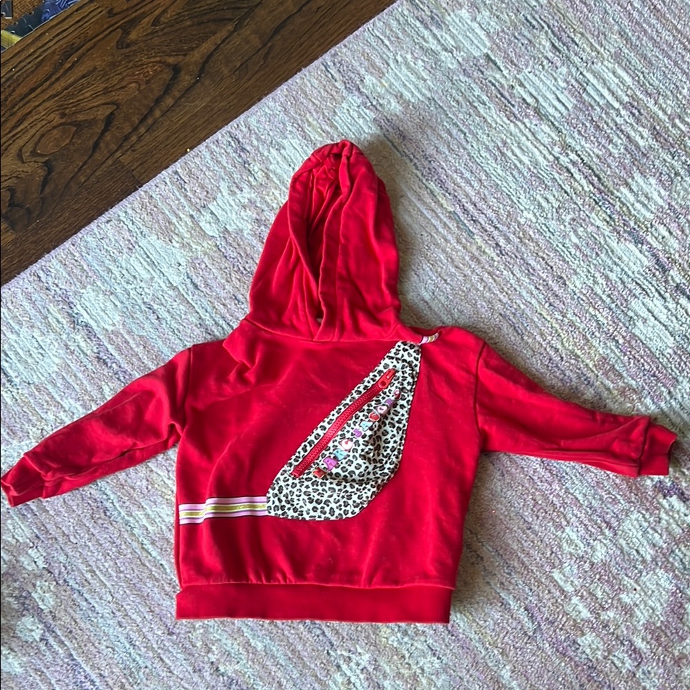 Marc Jacob’s Red Kids Hoodie with Leopard Print Accent